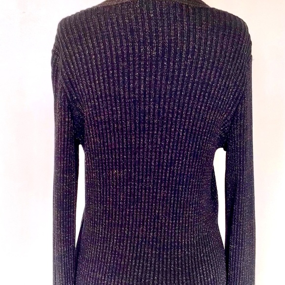 JONES NEW YORK COLLECTION Black Gold Glitter Open Cardigan - Small NWOT - Picture 3 of 4